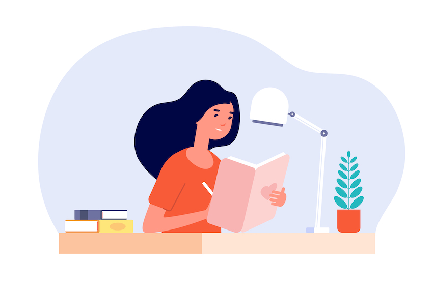 Release Stress - Graphic of girl writing in journal