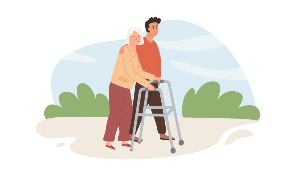 Technology in Healthcare - Man with older relative