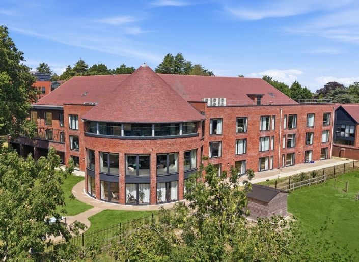 Birds eye view of Blossomfield Rose Care Home and its stunning setting in Solihull